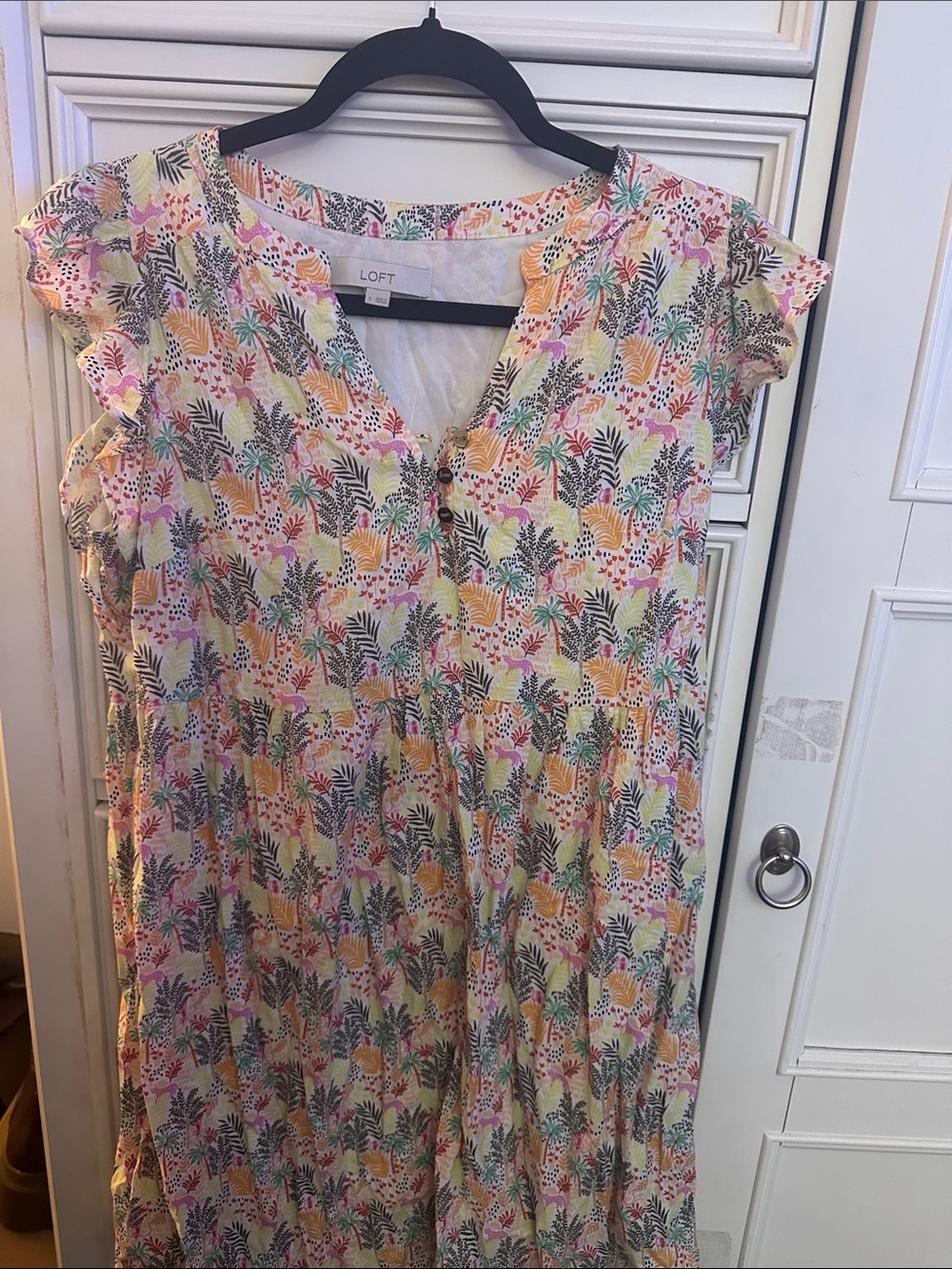 LOFT Pastel Multi Floral Tiered Maxi Dress